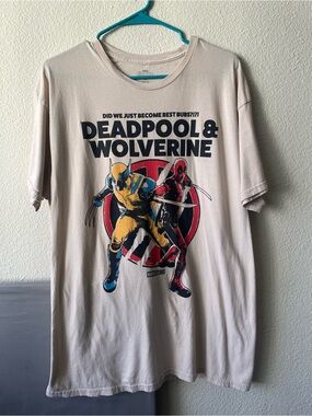 Deadpool & Wolverine Graphic Tee - Beige Marvel Shirt